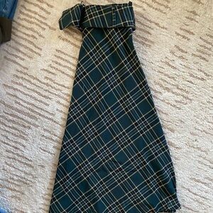 Plaid Midi Skirt with Belt